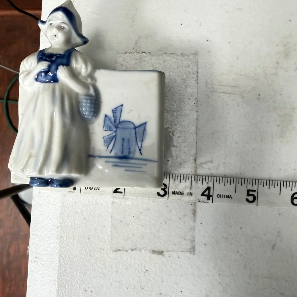 Antique Delft Boy/Girl Figurine Holders/Planters 1920s Blu/Wht Dutch Pair‎ Japan